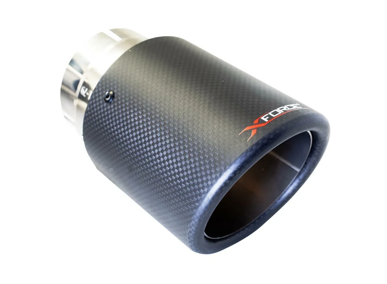 XFORCE TC-AW4-76 - S_Steel Round Angle Clamp-On Single Carbon Fiber Exhaust Tip